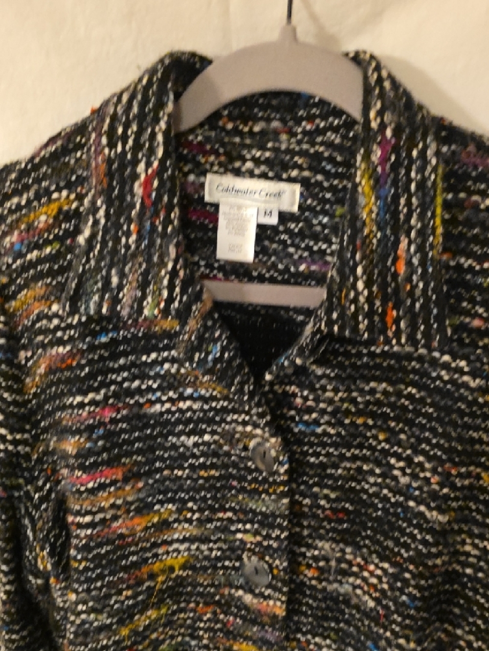 Coldwater Creek Black Multicolor Knit Button-Down Jacket - Picture 3 of 9